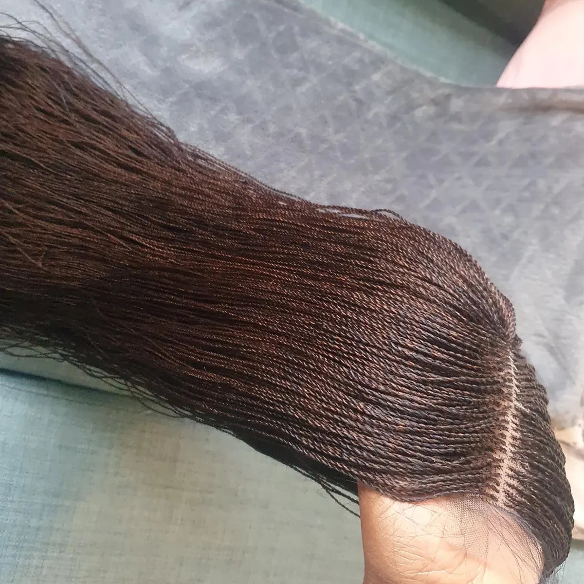 28inch Chestnut Brown Micro Twist Color Mix Wig with 5x5 HD Lace Closure Glueless Natural Look Braiding Lace Wig for...