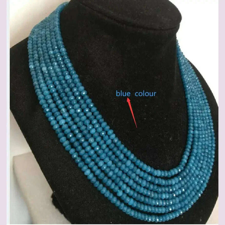 2x4mm NATURAL RUBY FACETED BEADS NECKLACE 7 Rows 17'’-23" Can Choice Red Blue White Green Yellow