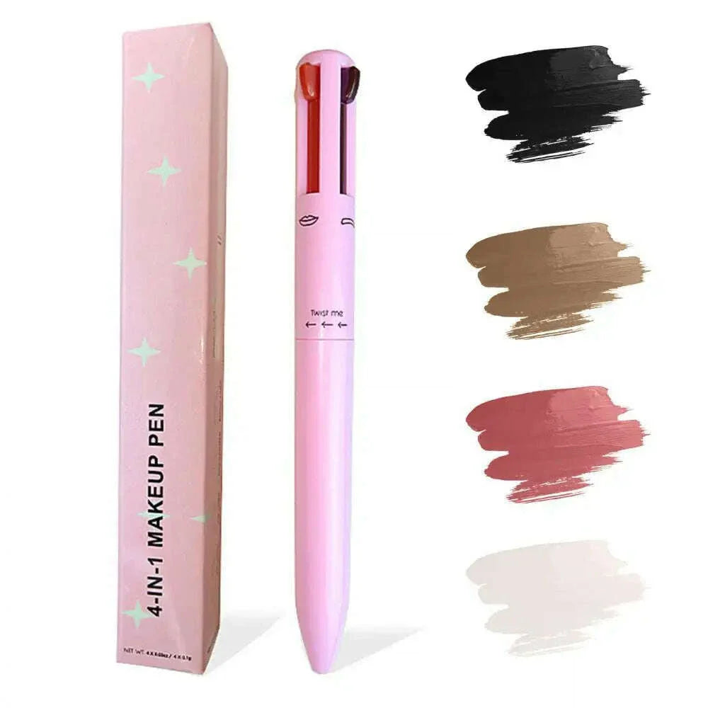 Multi-functional 4-in-1 Makeup Pencil Eyeliner Lip Liner Eyebrow Pencil Swivel Waterproof & Sweatproof Makeup Tools