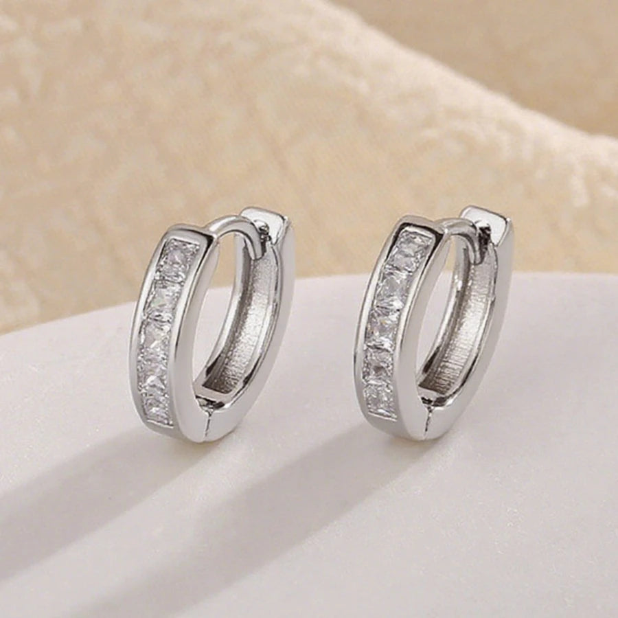 925 Sterling Silver Dazzling CZ Stone Hoop Earrings For Women Vintage Simple Zircon Circle Drop Earrings Elegant Party Jewelry - Kimlud