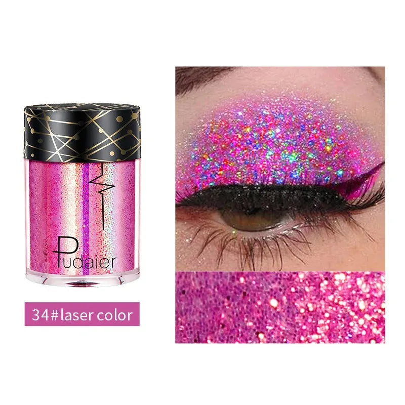 36 Colors Monochrome Eyeshadow Glitter Sequins High Gloss Face Body Glitter Pearlescent Easy-to-color Eye Shadow...