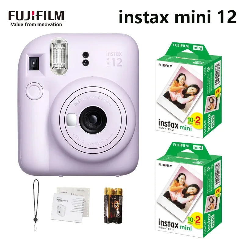 Genuine Fujifilm Instax Mini 12 Instant Camera With 20 Sheets Mini Film Paper Camera Shoulder Strap Bag Accessories Gift Suit - Kimlud