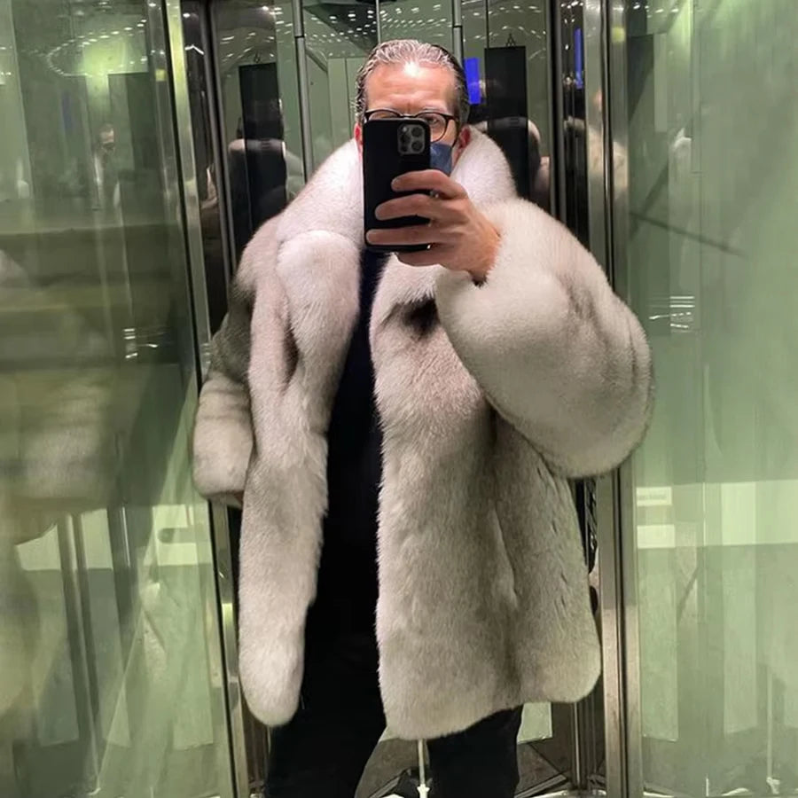 Men's Clothes Real Fox Fur Jackets For Men Large Collar Men's Winter Jacket With Natural Fur Men Fox Coat