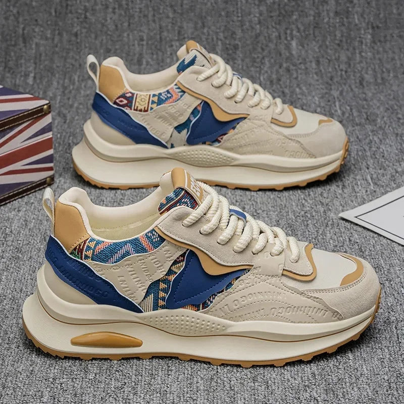 New Summer Men's Thick Bottom Heightening Dad Shoes Anti-slip Wear-resistant Sports Board Shoes Fashionable Casual Trendy Shoes - Kimlud