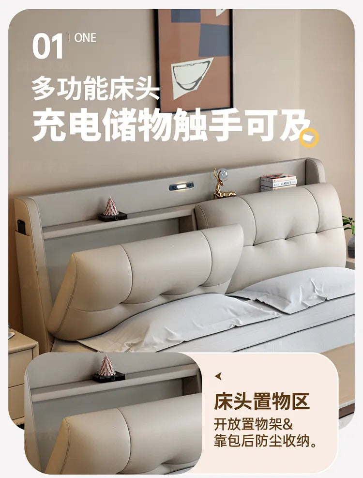 Double 1.8m Beds Storage Headboard Upholstery Minimalist Drawers Beds Frames Multifunctional Muebles Para El Hogar Furniture
