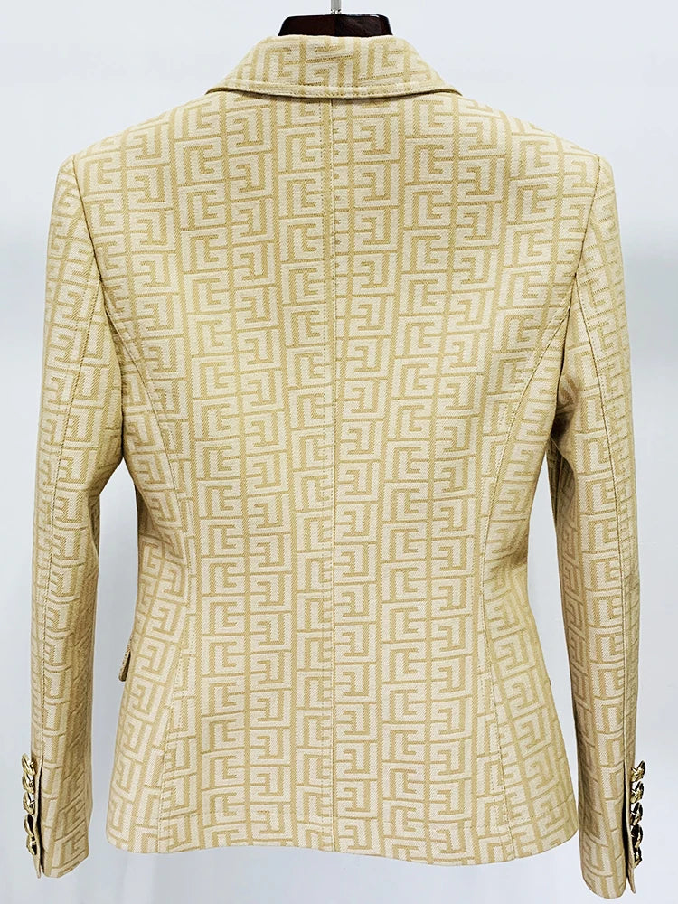 HIGH STREET Newest Fashion 2025 Runway Designer Jacket Women's Top Stitching Classic Lion Buttons Monogram Jacquard Blazer