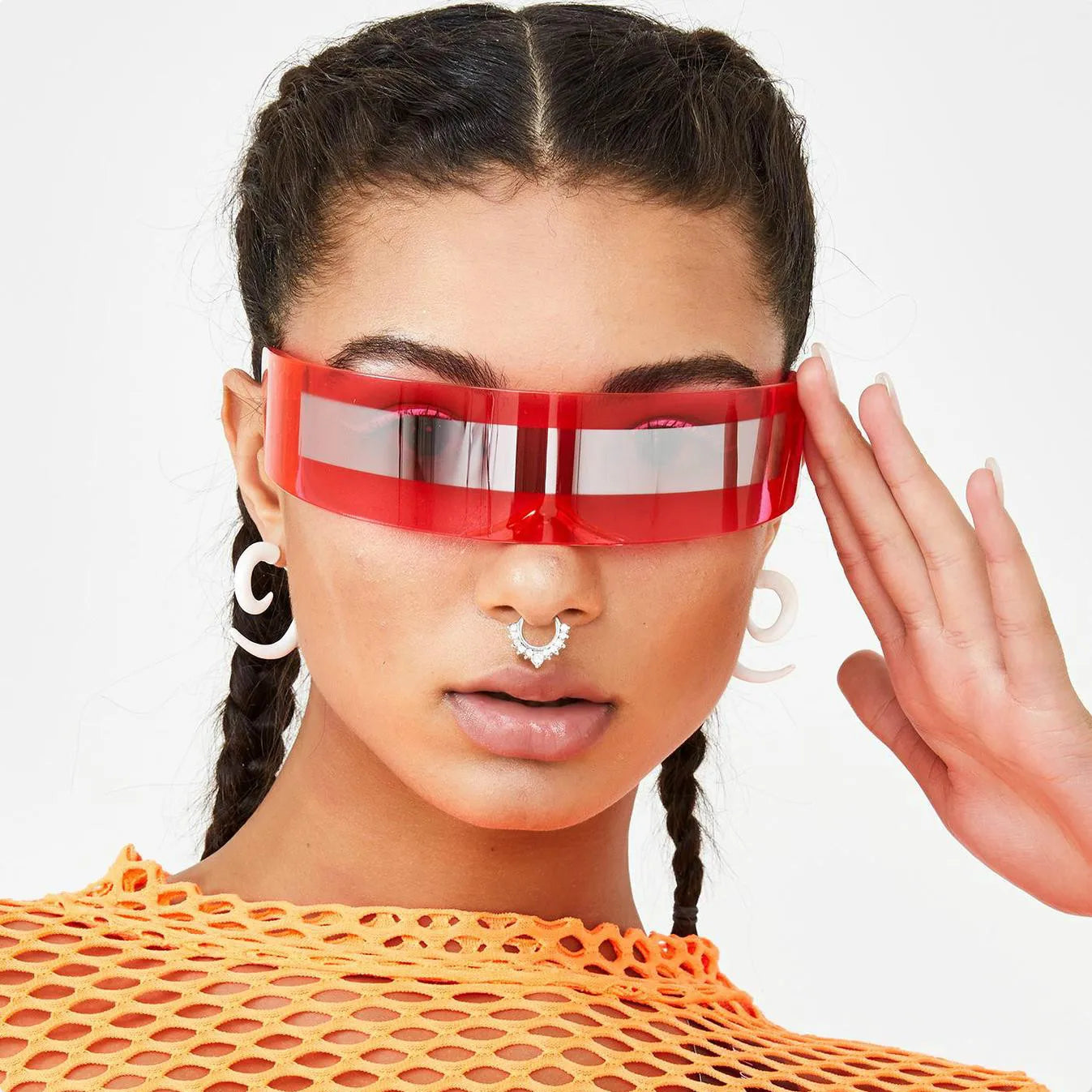New Arrival Y2k women Sunglasses Laser Eyeglasses technological sense Mirrored Lens Eyewear Glasses integrated Men sun...