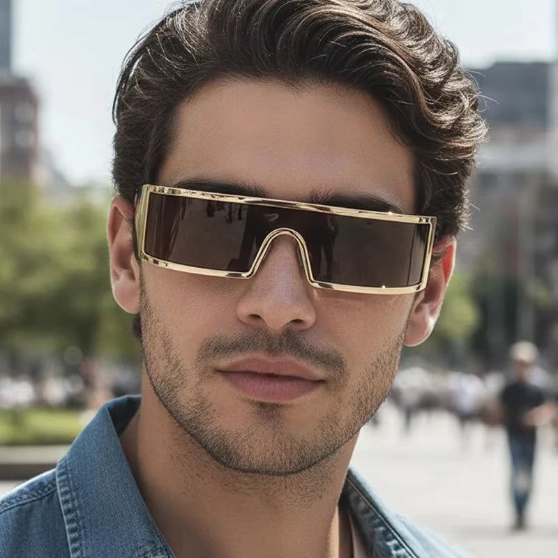 High-end Cyberpunk Style Men's Glasses, Fashionable Design with Future Tech Narrow Frames, Suitable for Parties and...