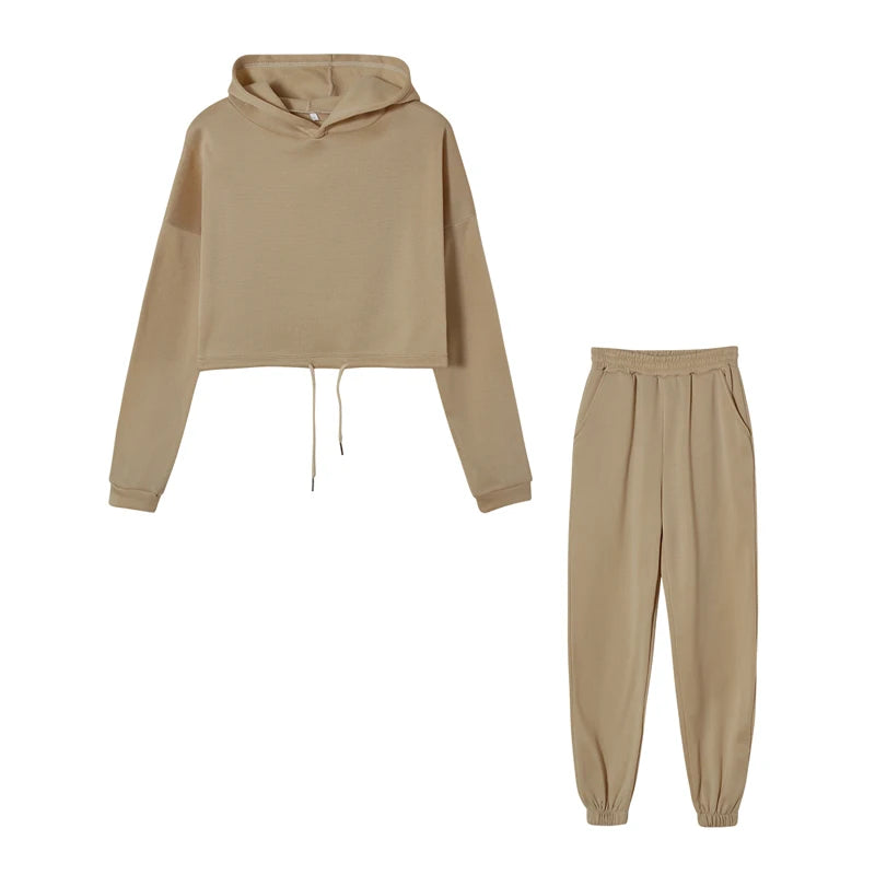 Fashion Trend Women's Wear, Long-sleeved Sports Casual Suit Waist Two-piece Set - Kimlud