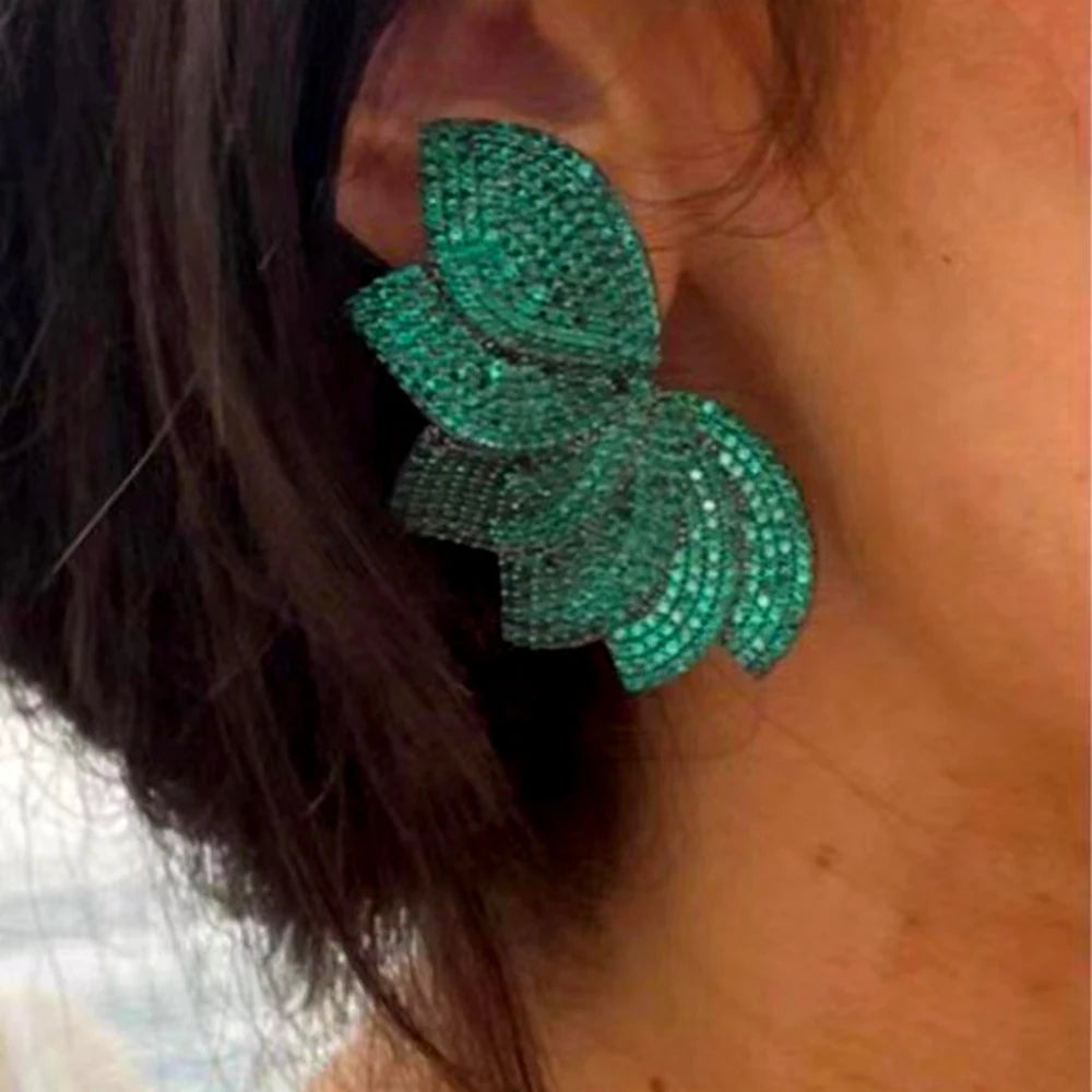 GODKI Red Carpet New Leaves Drop Dangle Earrings for Women Wedding Full Micro Cubic Zircon High Jewelry Dubai Bridal Earring