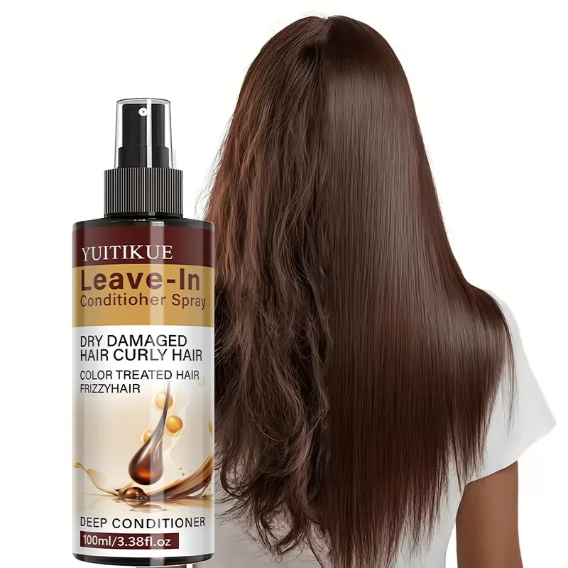 YUITIKUE Leave-In Conditioner Spray 100ml for Dry, Damaged, Curly & Color-Treated Frizzy Hair