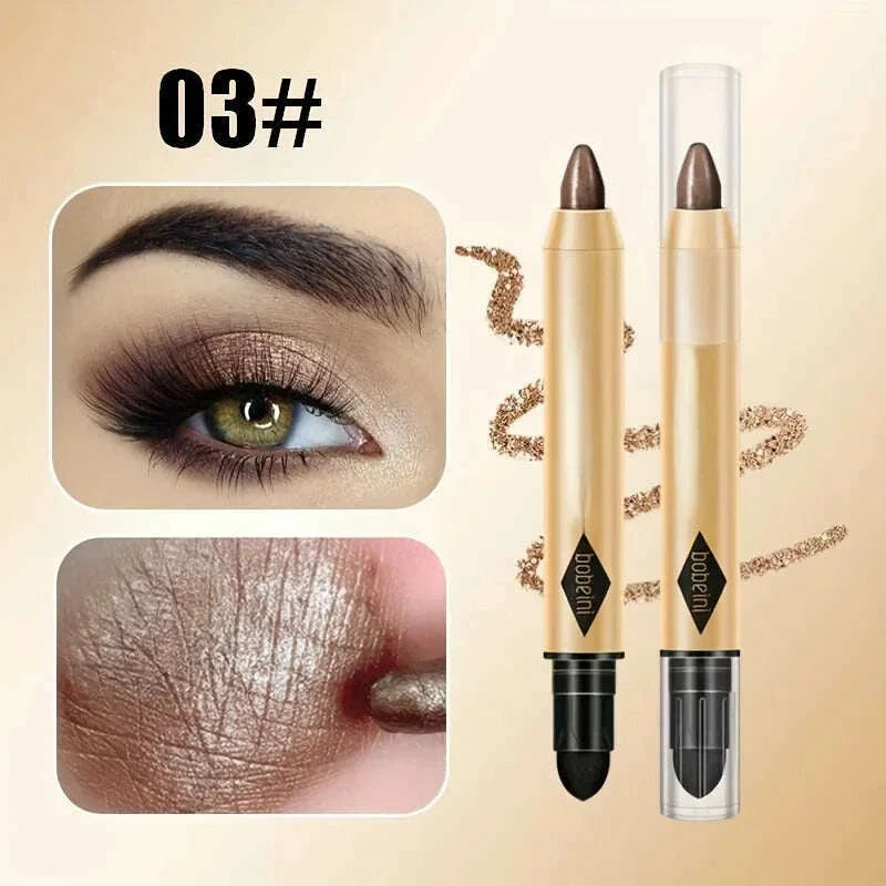 2 in 1 Pearly Eyeshadow Lipstick Stick Pencil Waterproof Glitter Matte Eyeshadow Makeup High Pigmented Eyeshadow Pen