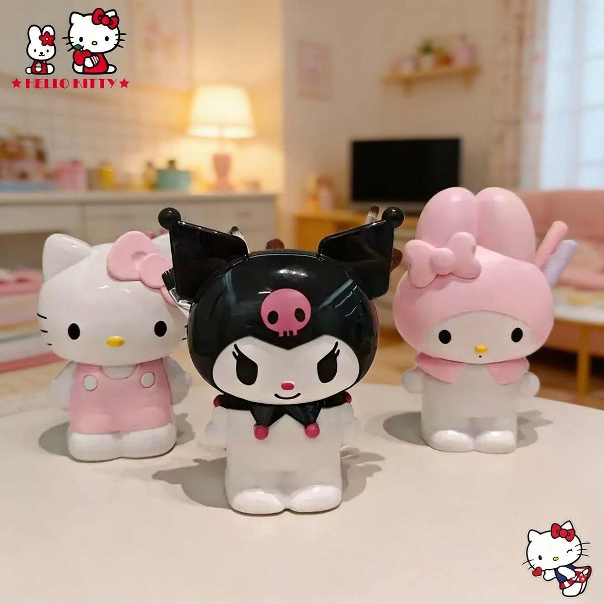 Sanrio Hello Kitty Kuromi Pen Container Cute My Melody Makeup Brush Holder Dormitory Desktop Storage Decor Organizer Gift Set - Kimlud