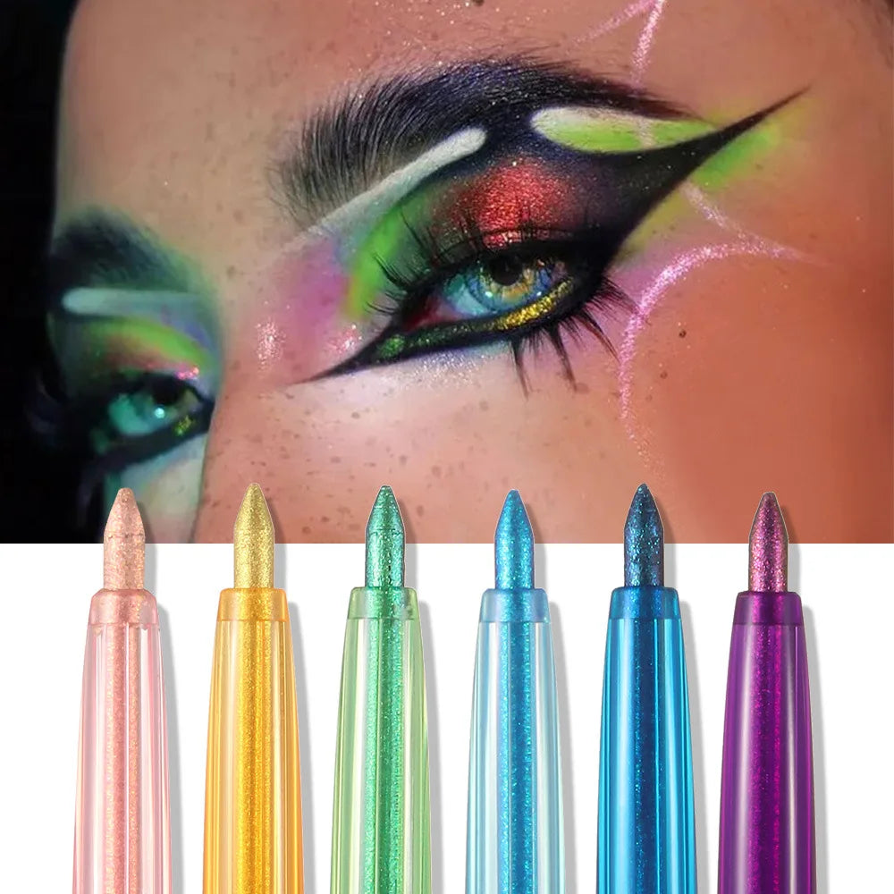 Shiny Chameleon Metallic Blue Eyeliner Gel Pen Eyeshadow Multicolor Eye Liner Pearlescent Polarized Glitter Eyes Pigment...