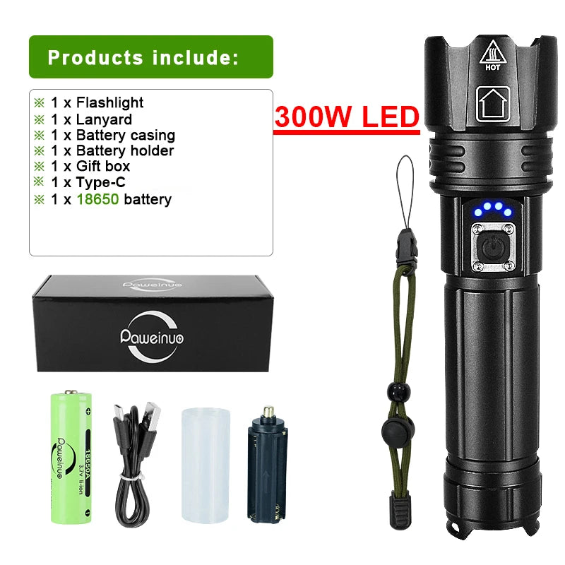 Most Powerful LED Flashlight USB Rechargeable Torch Light High Power Flashlight Tactical Lantern Long Shot Hand Lamp For Camping