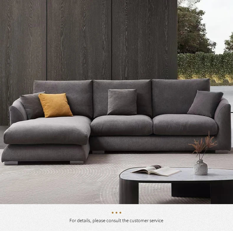 Cloud Down Filled Chaise Sofa Living Room Sofa L-shaped Recliner Sofa Comfortable Cloud Sofa Linen Sofa Removable...