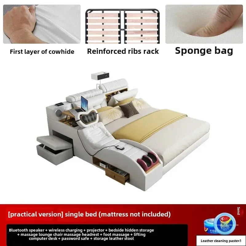Korean Modern Luxury Bed European Nature Luxury Bedroom Human Bed Design Multifunctional Bedroom Camas King Size Home Furniture - Kimlud