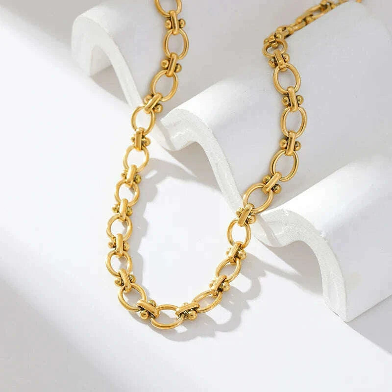 EILIECK 316L Stainless Steel Metal Chain Necklace For Women Fashion 18K Gold Plated Neck Chain Waterproof Jewelry Lady Gift