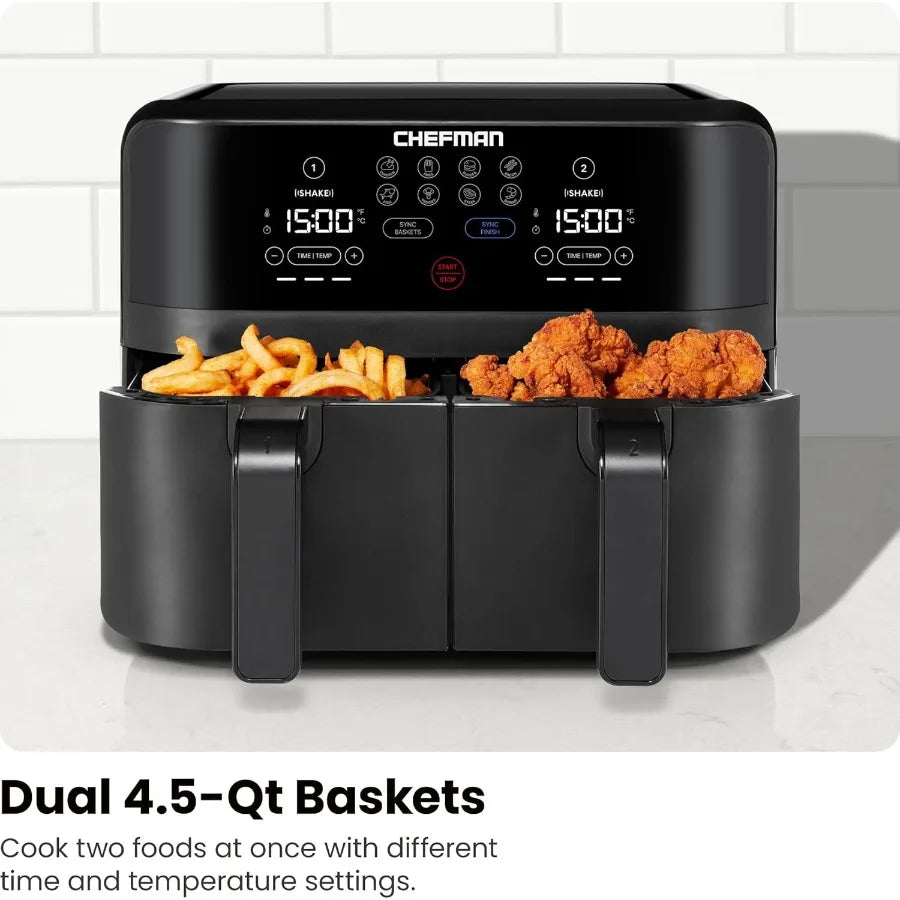 TurboFry Touch Dual Air Fryer Maximize The Healthiest Meals With Double Basket Capacity One-Touch Digital Controls And Shake Re