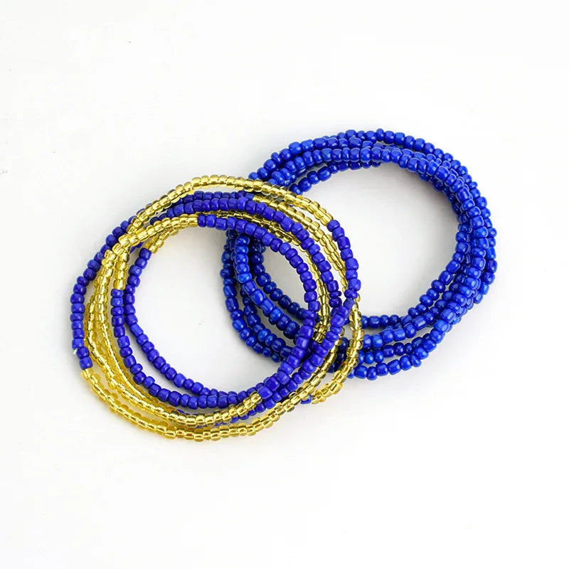 2 Pcs Sexy Summer Waist Bead Chains African Belly Beads Colorful Beach Bikini Body Belly Chain Elastic Jewelry for Women Girls - Kimlud