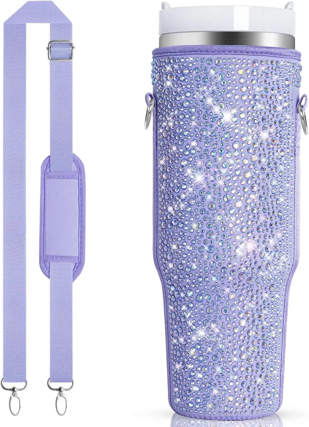 Water Bottle Carrier Bag Compatible with Stanley 40oz Tumbler with Handle Water Bottle Holder with Adjustable Shoulder Strap