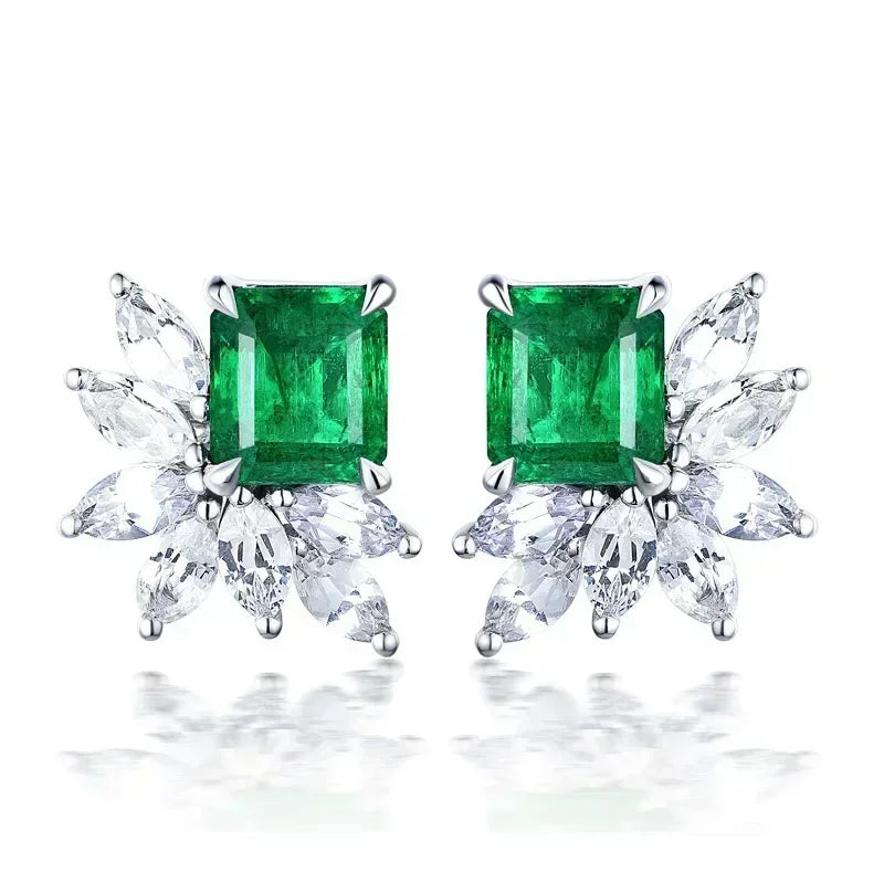 Fashionable Banquet Elegant Emerald Cubic Zirconia Earrings, High-end Inlaid Wedding Style Swaying Jewelry Accessories |...
