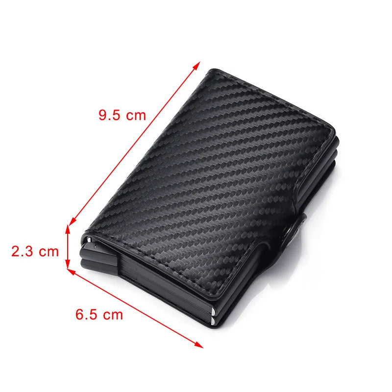 Carbon Fiber RFID Blocking Protection Men Credit Card Holder Wallet Leather Metal Aluminum Luxury Business Bank Cardholder Case
