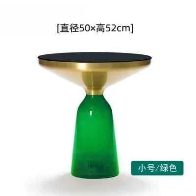 Nordic Creative Glass Round Coffee Table Combination Living Room Reception Side Table Transparent Light Luxury Coffee Tables - Kimlud