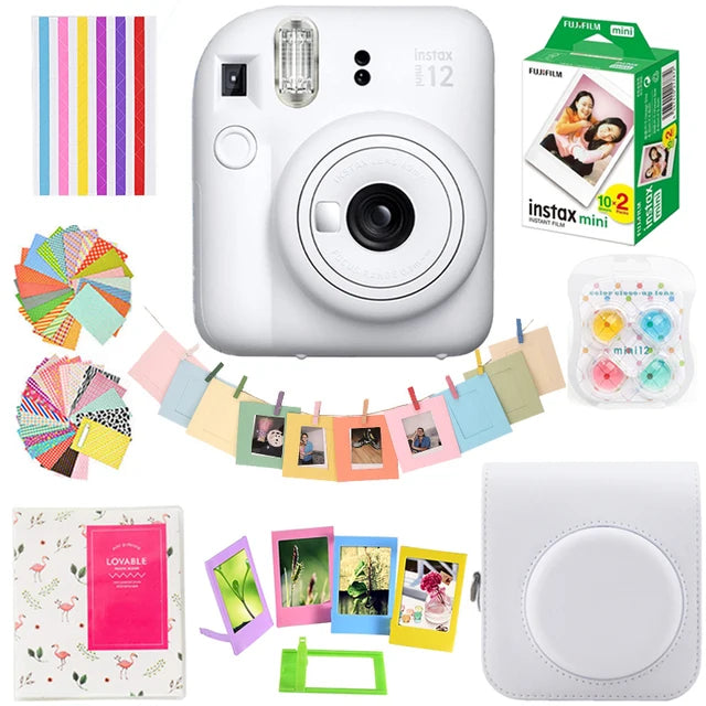 Genuine Fujifilm Instax Mini 12 Instant Camera With 20 Sheets Mini Film Paper Camera Shoulder Strap Bag Accessories Gift Suit - Kimlud