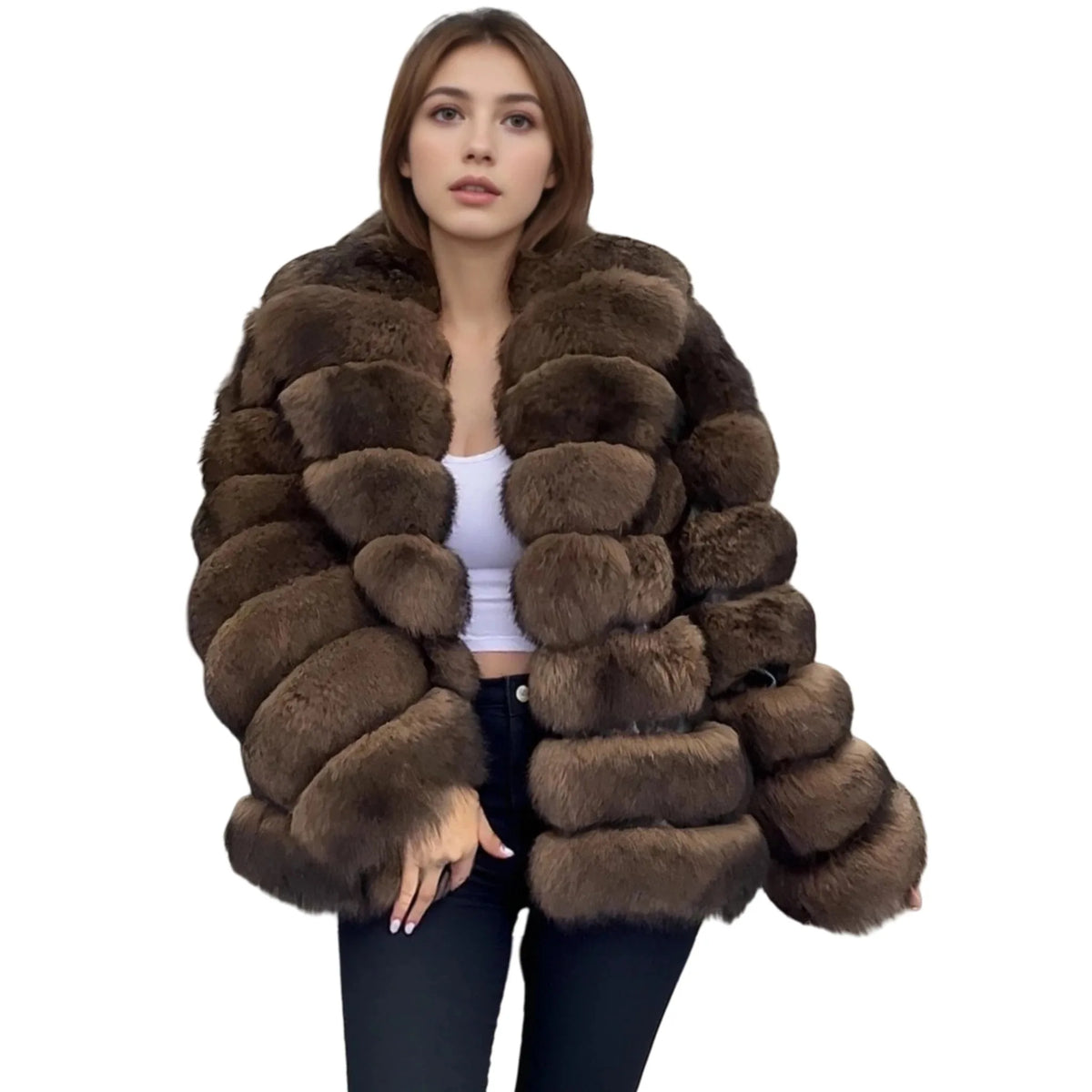 Winter High-End Young Women's Fox Fur Coat Colorful Sable Genuine Finland Imported Jacket 2025 Style for Fashionable Ladies