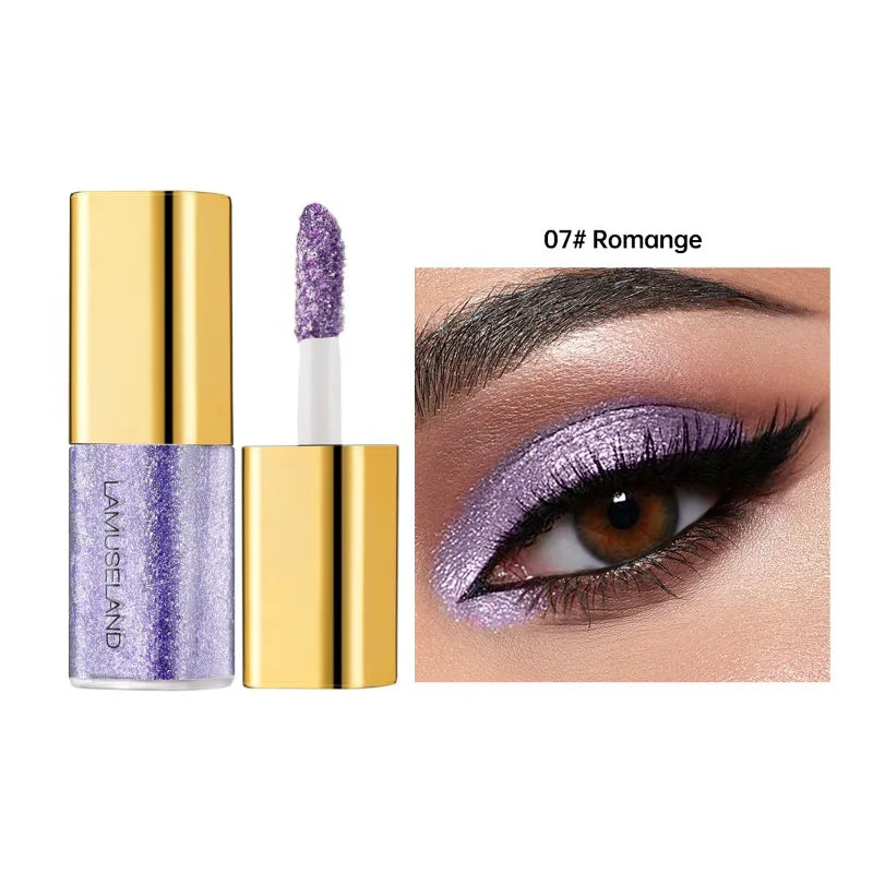8 Colors Pearlescent Liquid Eyeshadow Fine Shimmer Highlight Glitter Eye Shadow High Shine Long-Lasting & Smudge-Proof...