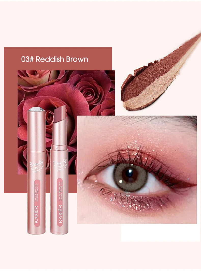 Gradient two-color eye shadow pen waterproof, sweat proof, not easy to smudge, pearlescent, fine shiny, lazy eye shadow...