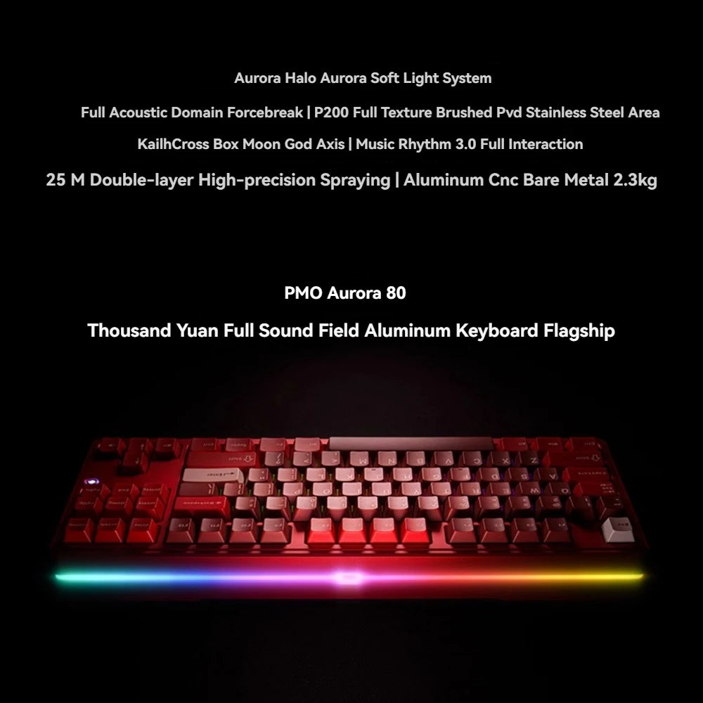 PMO Aurora80 Mechanical Keyboard Wireless Tri-mode Gasket/TOP Hot-Swap RGB Custom Aluminum Office Gaming Keyboard PC...