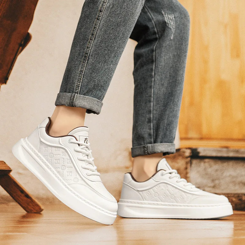 Designer Shoes for Men Leather Casual Platform Shoes White Flat Skateboard Shoes Youth Street Fashion Sneakers