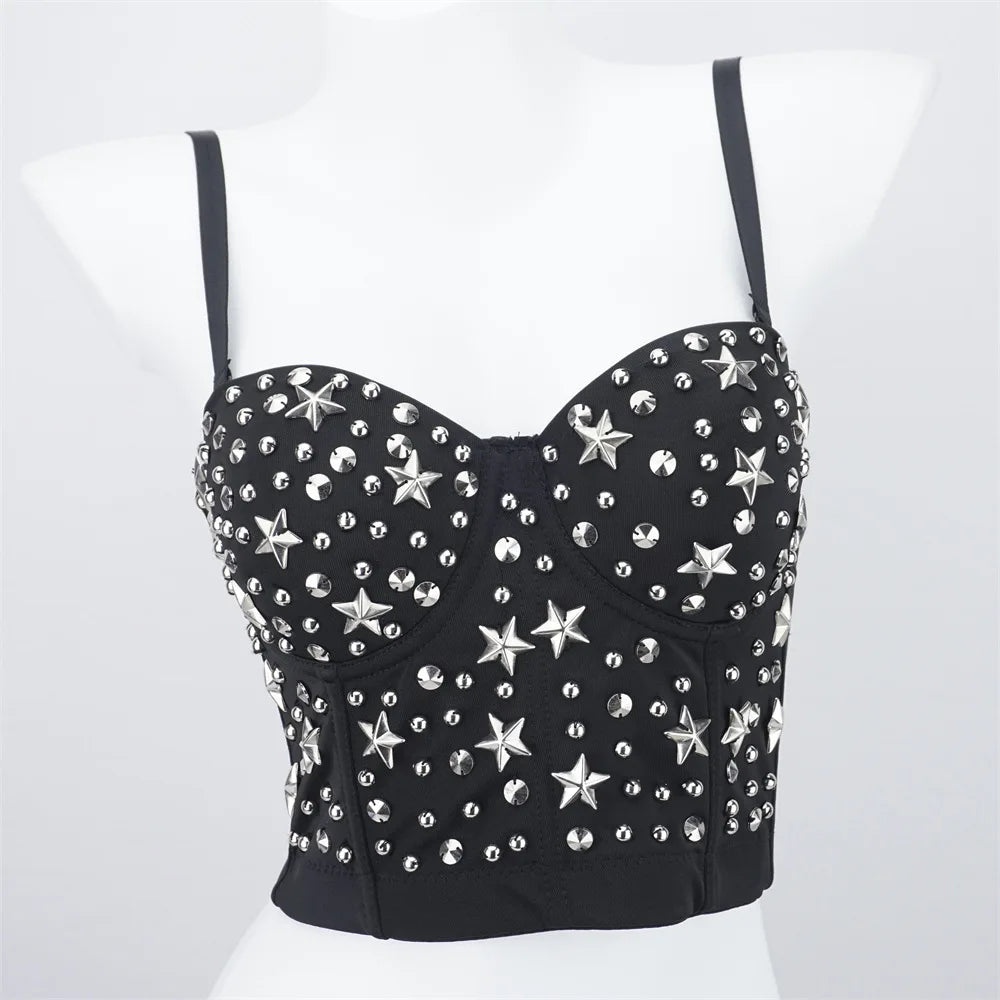 Quality Pearl Tank Tops Rhinestone Women Crop Top Club Clothes Streetwear Y2K Corset Woman Shaper Camis Fashion Feamale Clothing