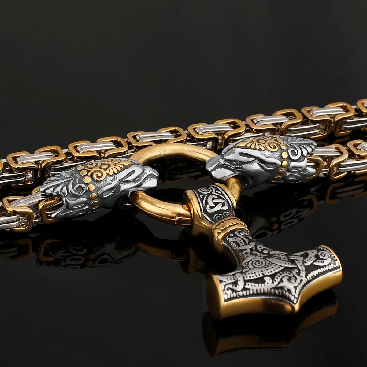 Vintage Faucet Men's Necklace Fashion Never Fade Stainless Steel Thor's Hammer Pendant Accessories Jewelry Gifts Wholesale