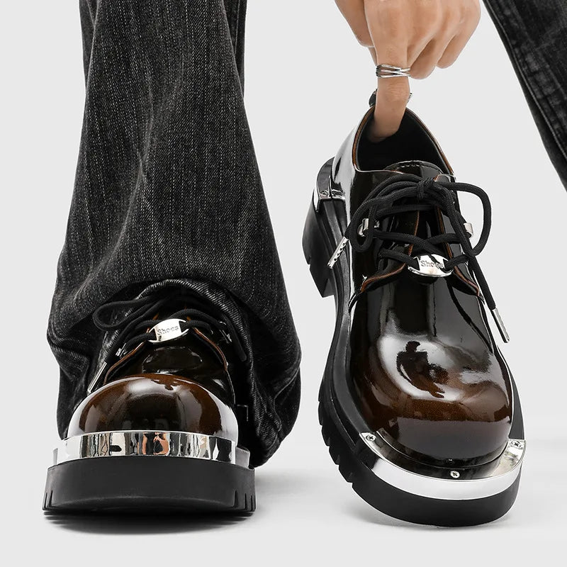 High Quality Mens Shoes British Style Retro Derby Shoes for Men High-end Platform Casual Mens Shoes Luxury Designer Leather Shoe