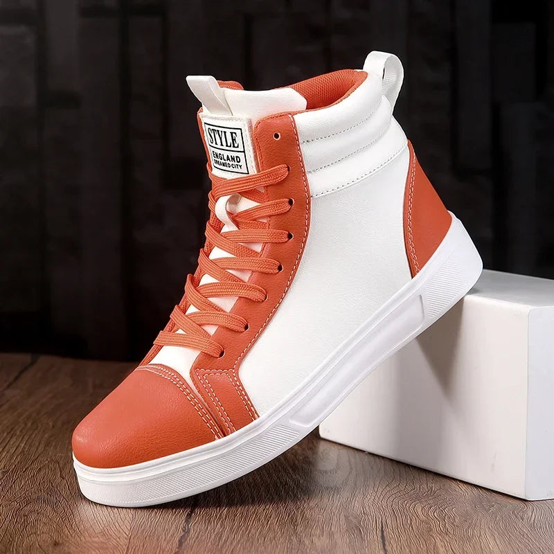 Men Women Skateboard Shoes High Top Unisex Lightweight Waterproof Sneakers Non-Slip Durable PU Casual Street Footwear