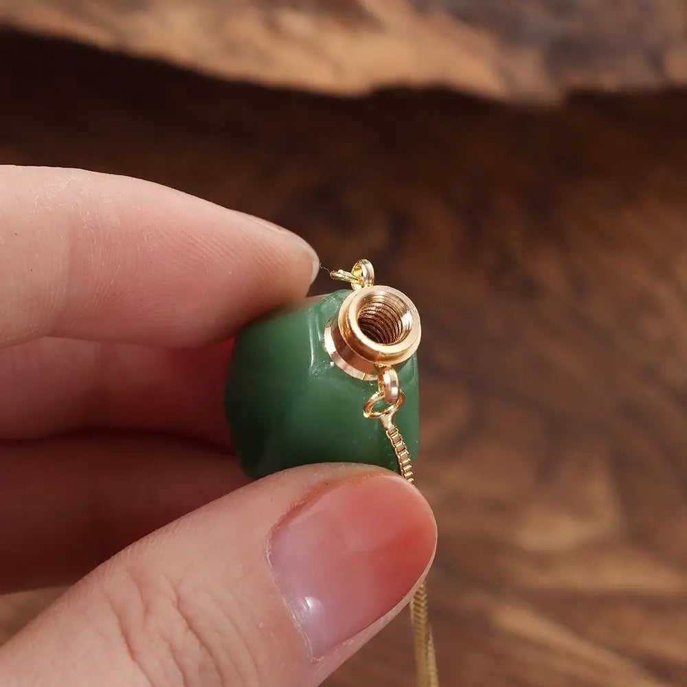 Women Natural Stone Pendant Necklace Wishing Bottle Crystal Perfume Essential Oil Diffuser Vial Jewelry Rose Quartzs Amethysts