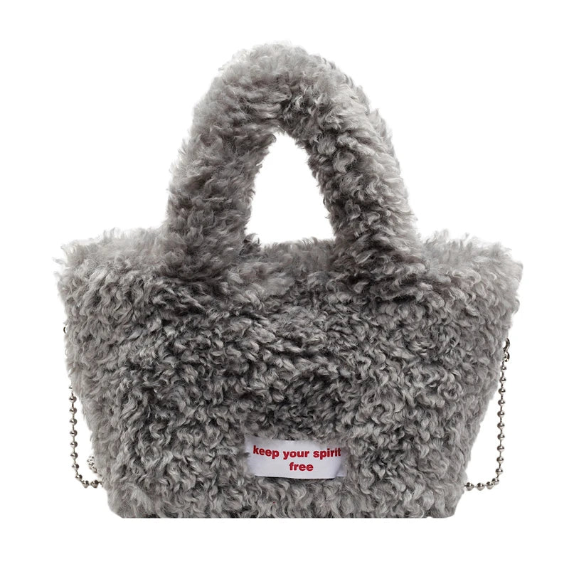 Zipper Sweet Plush Velvet Shoulder Bags for Women Cute Autumn and Winter 2025 New Solid Color Versatile Youth Women's Handbag