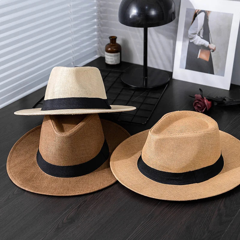 Panama hat men summer fashion travel vacation beach wide brim sun protection sun hat men's sun hat Panama hat women fashion