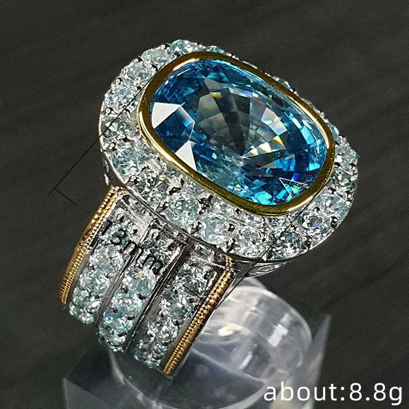 Huitan Classic Oval-shaped Women Finger Rings Gorgeous Wedding Anniversary Gift for Love Full Paved Shiny CZ Lady Luxury...