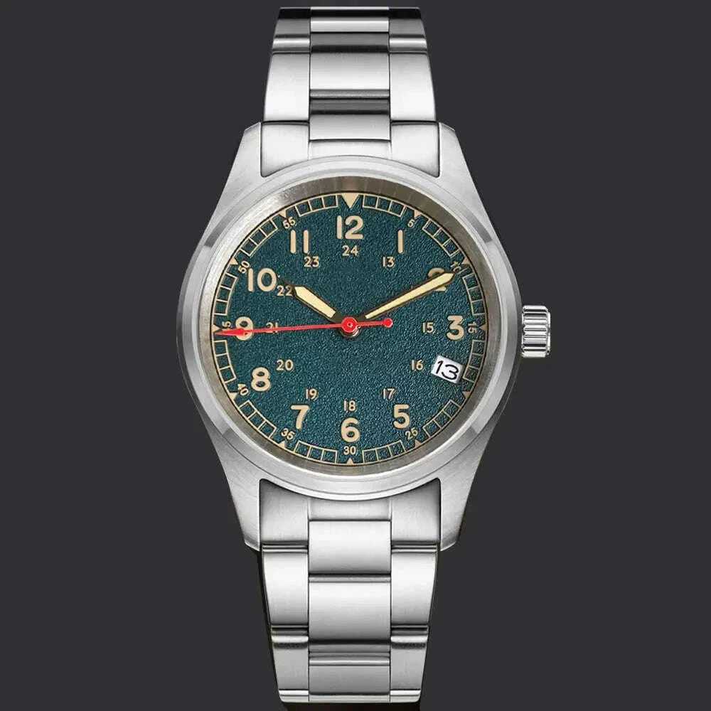 Tandorio 20ATM Waterproof Diver 36mm Field Watch Men NH35 Mechanical Movt Black White Dial Luminous Sapphire Glass 3.8 Auto Date