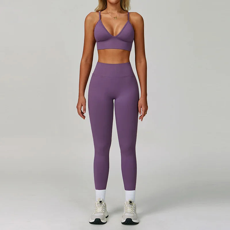 2/3PCS Seamless Sport Yoga Set Women's Breathable High Waist Fitness Sportwear Women Sports underwear Set Gym Workout Clothes - Kimlud