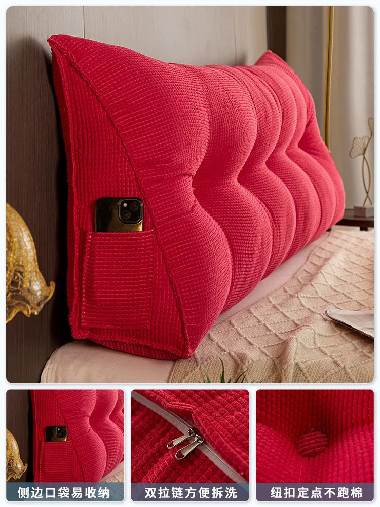 Long Pillow Headboard Cushion Triangle Large Back Bed Soft Bag Pillow Can Be Disassembled and Washed Bedroom Sofa