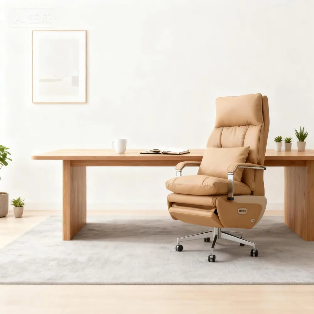 Dual Motor Executive Home Office Chair with Footrest One-Click Electric Recline with Massage Pillow Support 430LBS Big and Tall