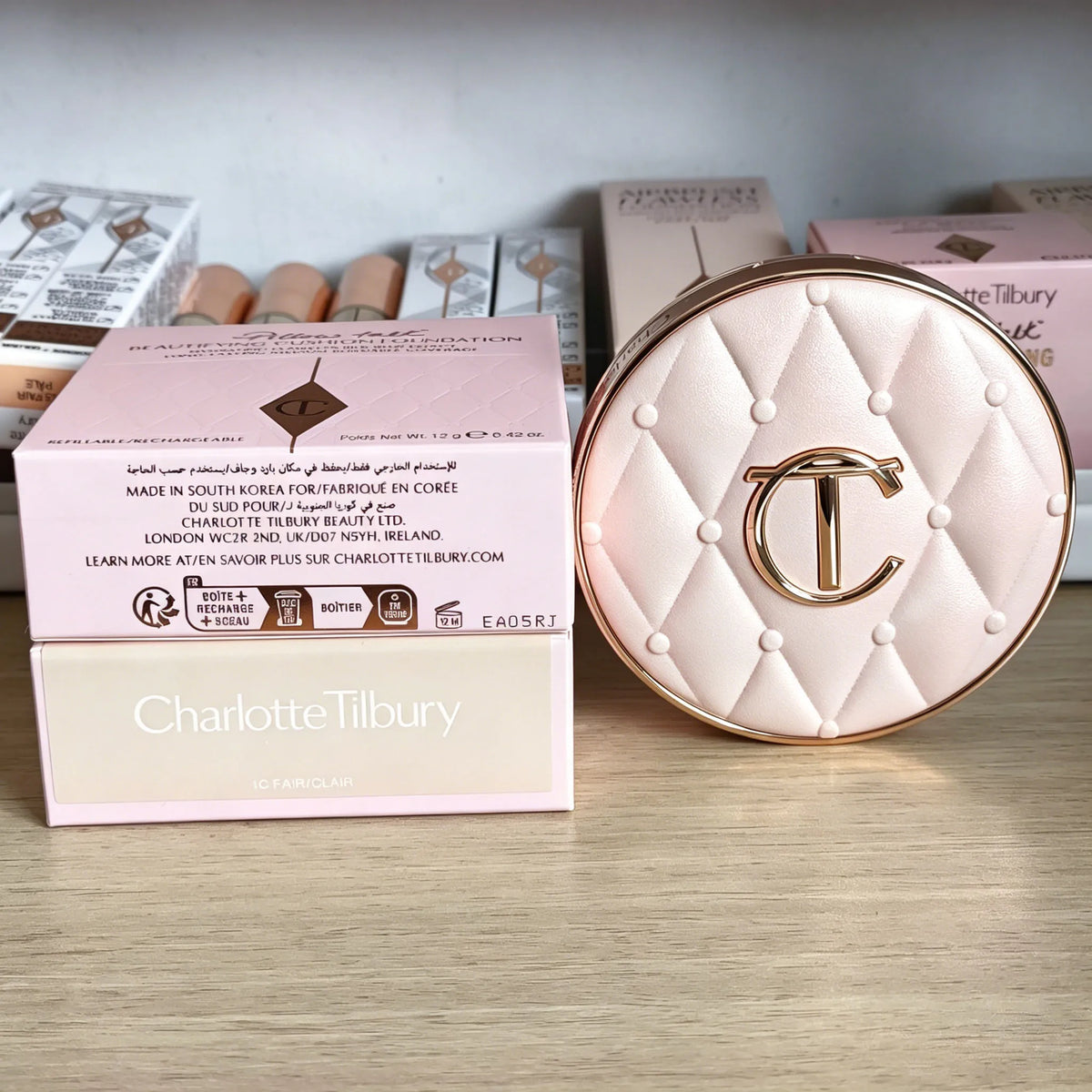 Charlotte 4 Colors Pink Diamond Heart-Shaped Lipstick Luminous Lip Glow and Two Color Heart Shape Powder Blusher Tilbury Makeup