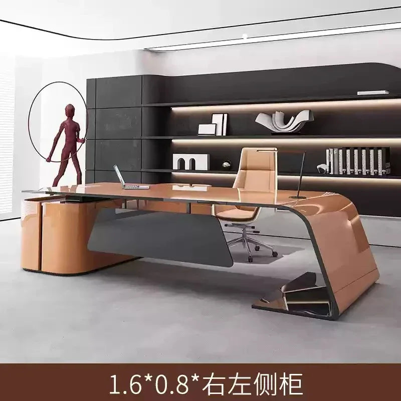 European High Quality Office Desk Cheap Executive Study Standing Office Desk Storage Floor Boss Wooden Escritorio...