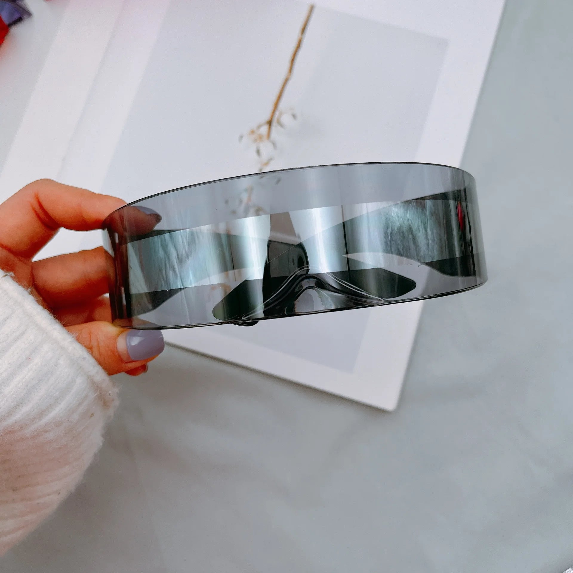 New Arrival Y2k women Sunglasses Laser Eyeglasses technological sense Mirrored Lens Eyewear Glasses integrated Men sun...