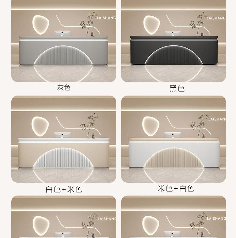 Unique White Reception Desks Organizers Display Drawer Led Lights Reception Desks Aesthetic Modern Bureau Commercial Furniture - Kimlud